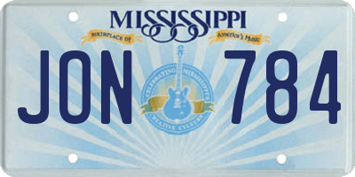 MS license plate JON784