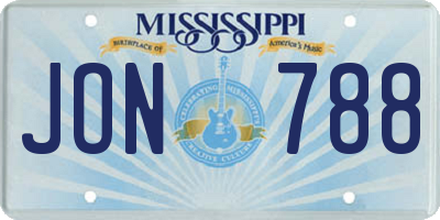 MS license plate JON788
