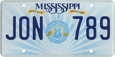 MS license plate JON789