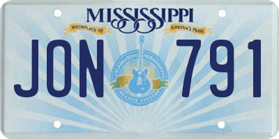 MS license plate JON791