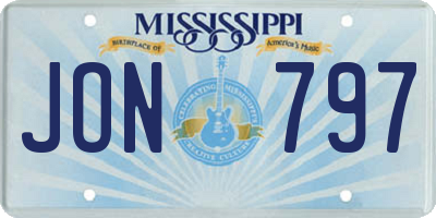MS license plate JON797