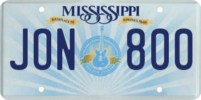 MS license plate JON800