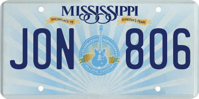 MS license plate JON806