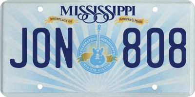 MS license plate JON808