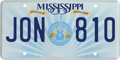 MS license plate JON810