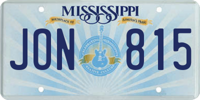 MS license plate JON815