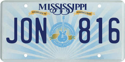 MS license plate JON816