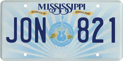 MS license plate JON821