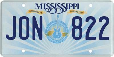 MS license plate JON822
