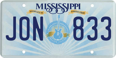 MS license plate JON833
