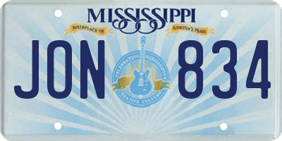 MS license plate JON834