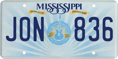 MS license plate JON836