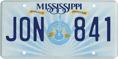 MS license plate JON841
