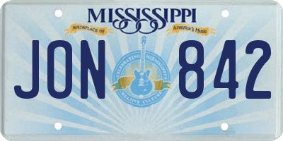 MS license plate JON842