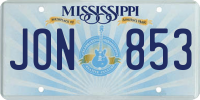 MS license plate JON853