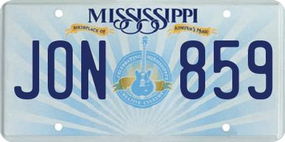 MS license plate JON859
