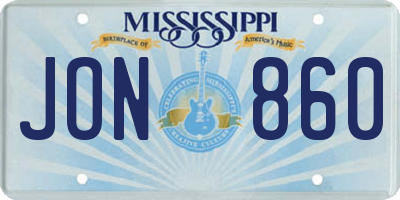 MS license plate JON860
