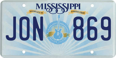 MS license plate JON869