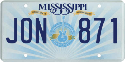 MS license plate JON871