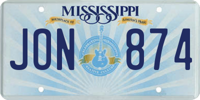 MS license plate JON874
