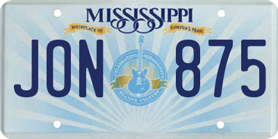 MS license plate JON875