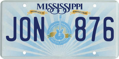 MS license plate JON876