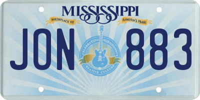 MS license plate JON883