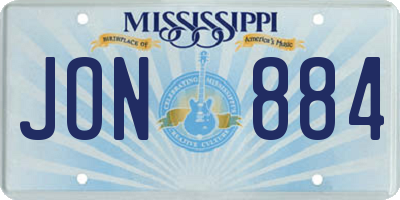 MS license plate JON884