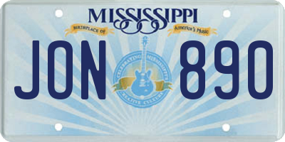 MS license plate JON890