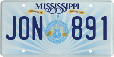 MS license plate JON891