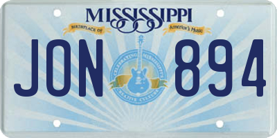 MS license plate JON894