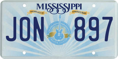 MS license plate JON897