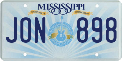 MS license plate JON898