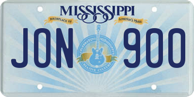 MS license plate JON900