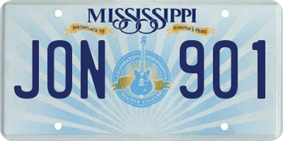 MS license plate JON901