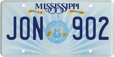 MS license plate JON902