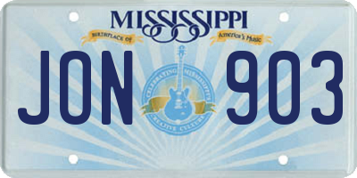 MS license plate JON903