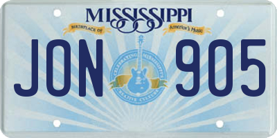 MS license plate JON905