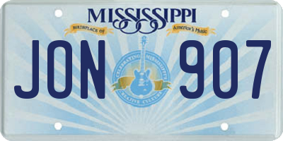 MS license plate JON907