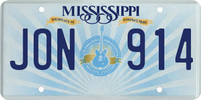 MS license plate JON914
