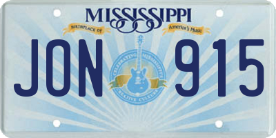 MS license plate JON915