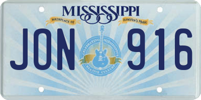 MS license plate JON916