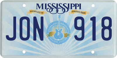 MS license plate JON918