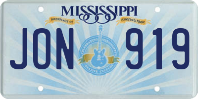 MS license plate JON919