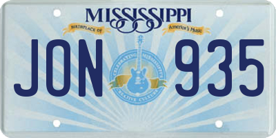 MS license plate JON935