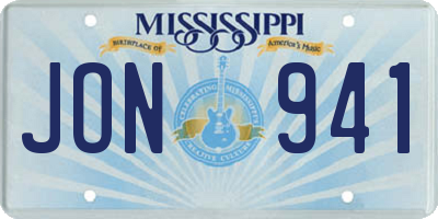 MS license plate JON941