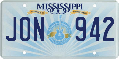 MS license plate JON942