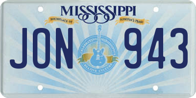 MS license plate JON943