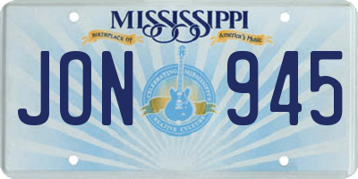 MS license plate JON945