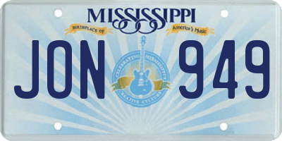 MS license plate JON949